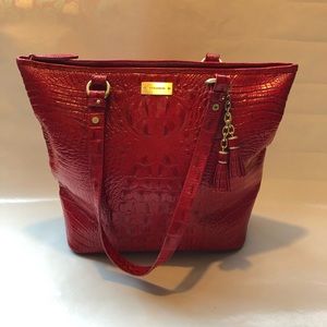Brahmin red leather tote